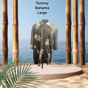 Tommy Bahama, Size Large, Silk, Brown Tropical Button Down. L28